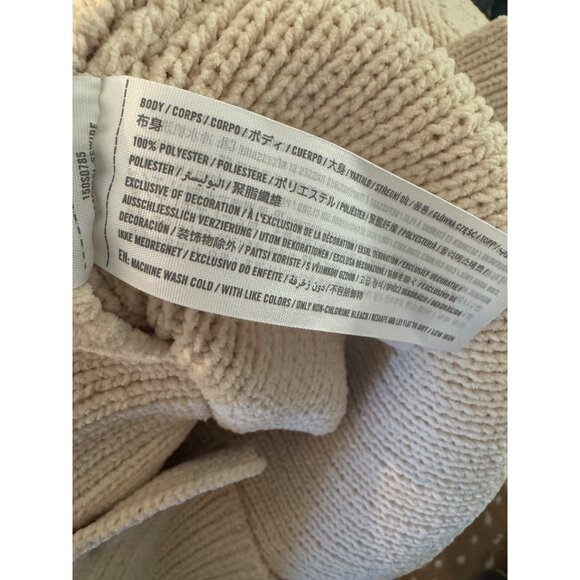 Abercrombie & Fitch XL Beige Ribbed Heavy Knit Cardigan Sweater Pockets Cottage - Picture 9 of 11